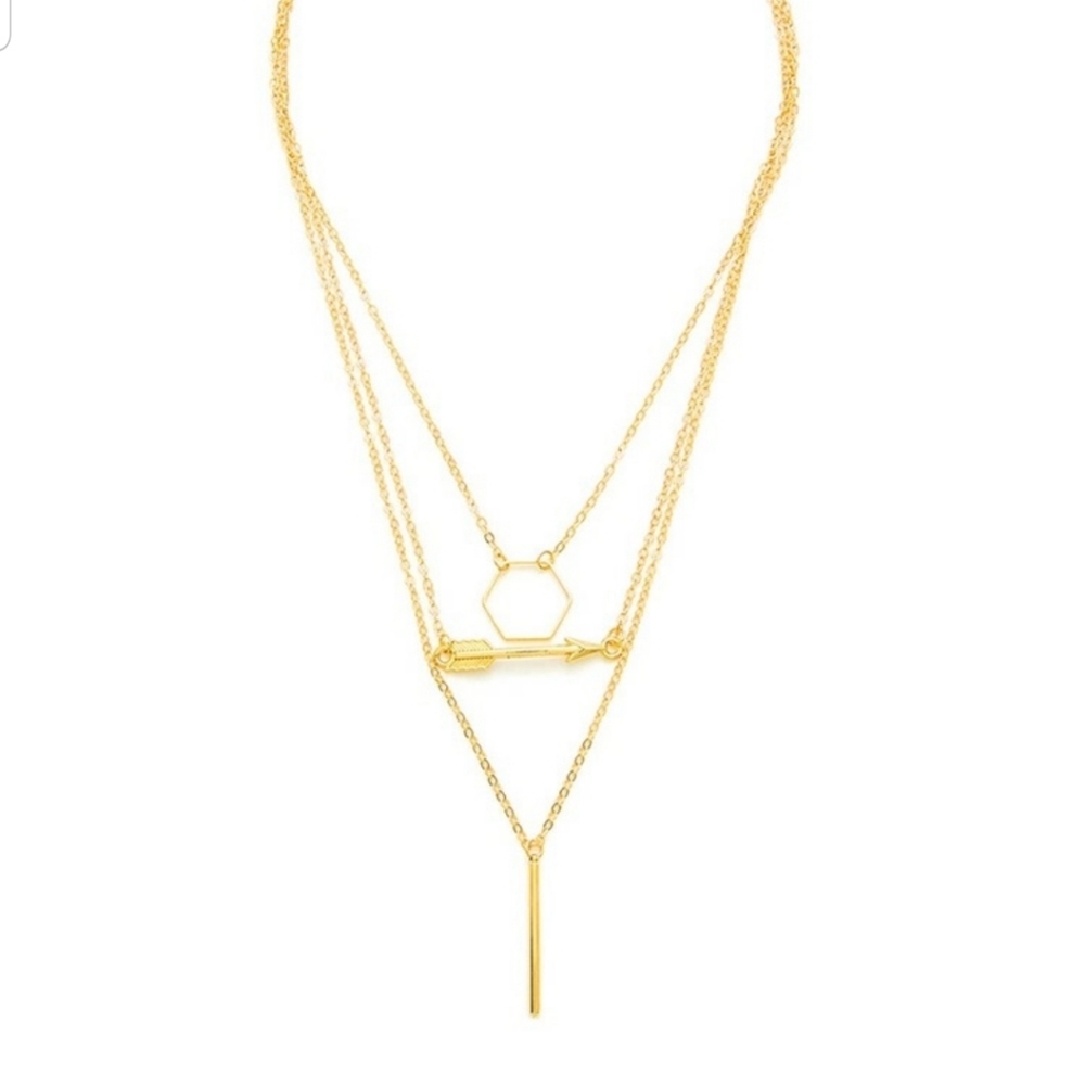 ○Charlee○ Gold Arrow Layered necklace - Picture 3 of 3